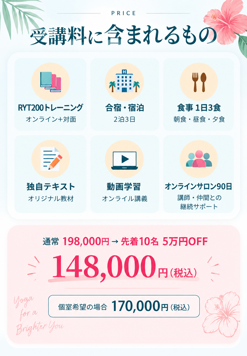受講料に含まれるものと料金